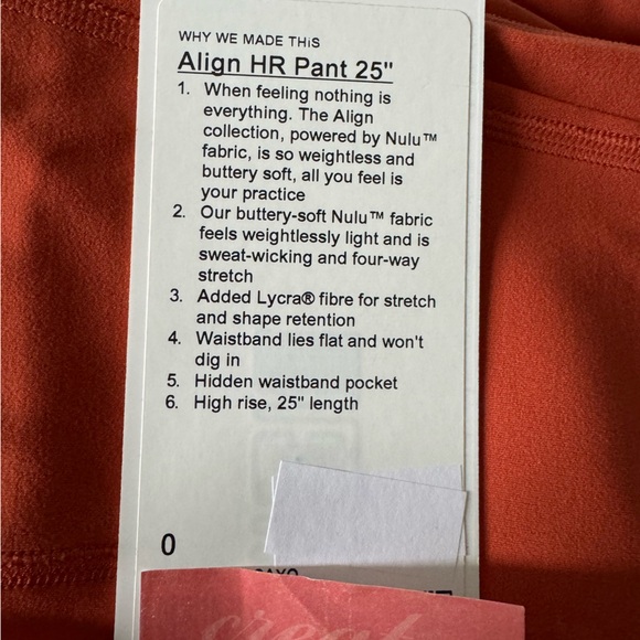 Lululemon Align HR Pant 25”  🧡*NEW*🧡 - Picture 6 of 6